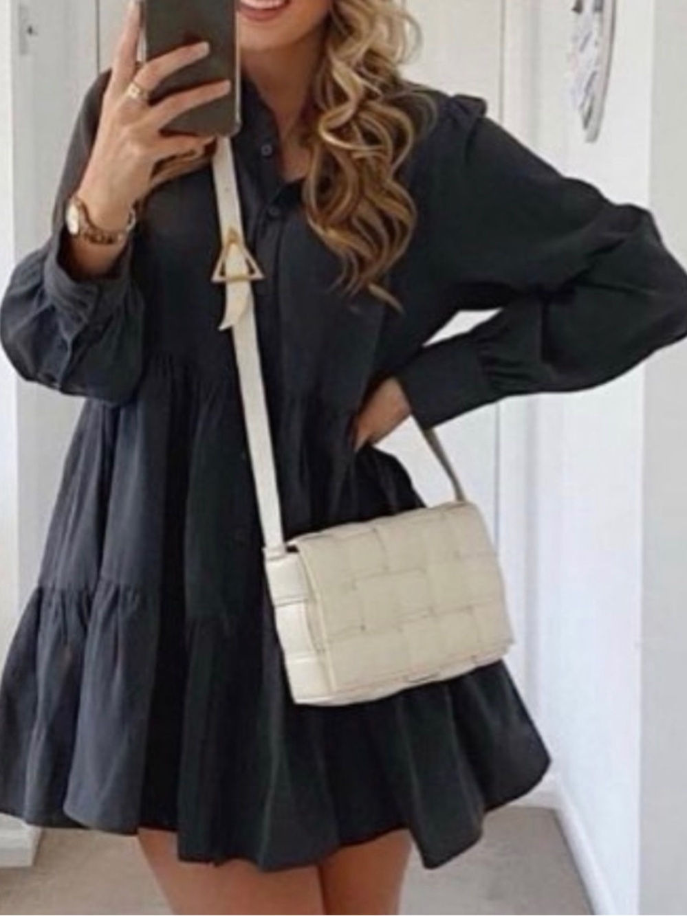 Zara Black Tiered Mini Dress
